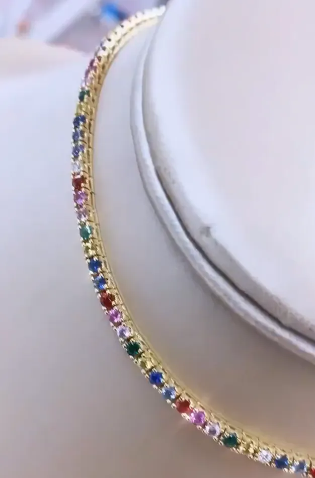 Multicolor Precious Stone Tennis Choker Millo Jewelry Necklaces