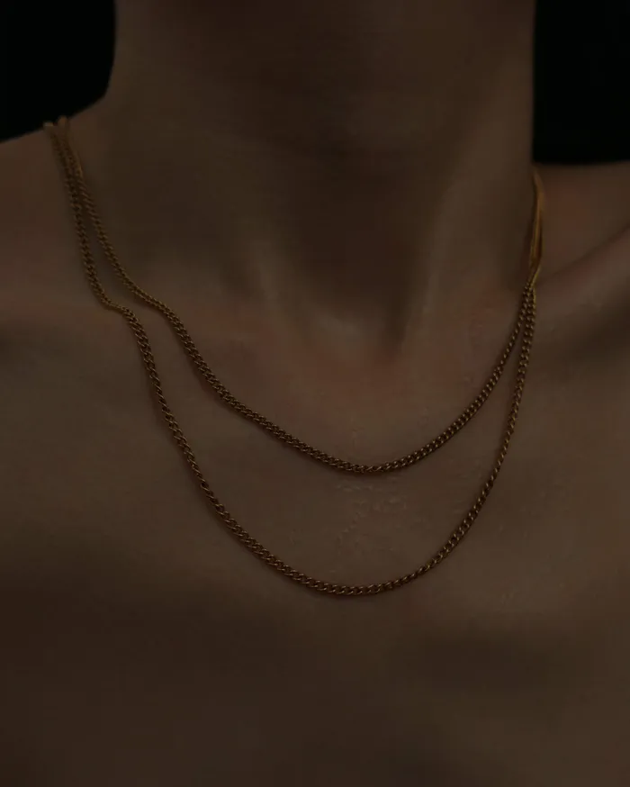 MYJN Necklaces Layered Curb Chain Necklace