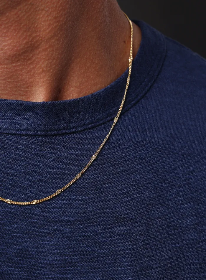 Necklaces 14k Gold Filled Curb Chain Necklace with Satellite Square Links WE ARE ALL SMITH