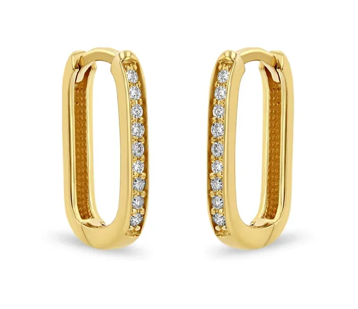 Necklaces 14K PAV DIAMOND THICK MEDIUM OVAL HINGE HOOPS Zo Chicco