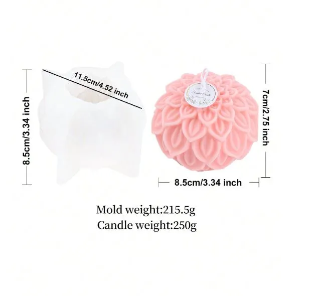 Necklaces 3D Flower Ball Silicone Mold for Candle Making Resin Art Hub