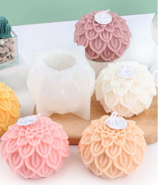Necklaces 3D Flower Ball Silicone Mold for Candle Making Resin Art Hub