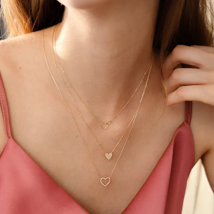 Necklaces AURELIE GI EMMA Open Diamond Heart Necklace