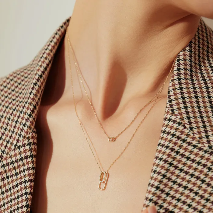 Necklaces AURELIE GI ISLA Floating Diamond Paper Clip Halo Necklace