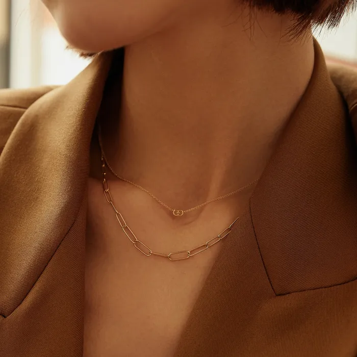 Necklaces AURELIE GI ISLA Floating Diamond Paper Clip Halo Necklace