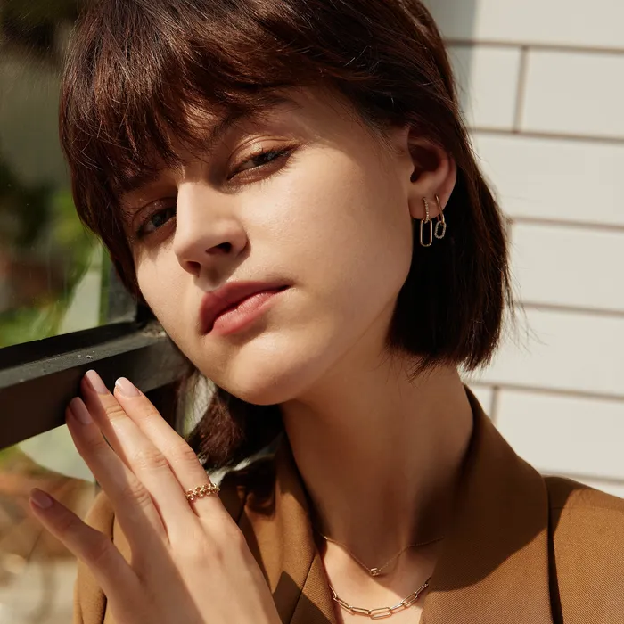 Necklaces AURELIE GI ISLA Floating Diamond Paper Clip Halo Necklace