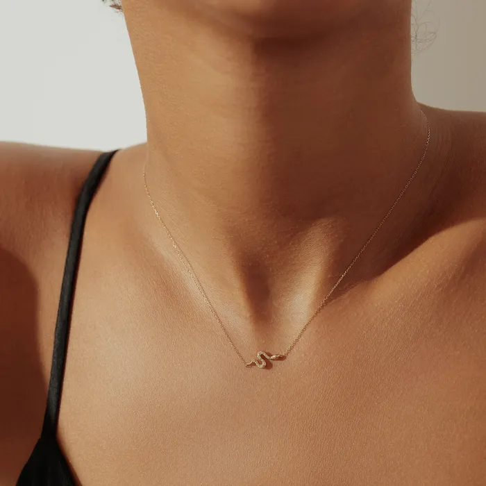 Necklaces AURELIE GI NEFERTITI Diamond Snake Necklace
