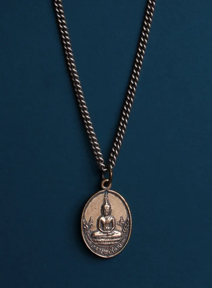 Necklaces Bronze Oval Buddha Necklace for Men WE ARE ALL SMITH Mens Jewelry Clothing