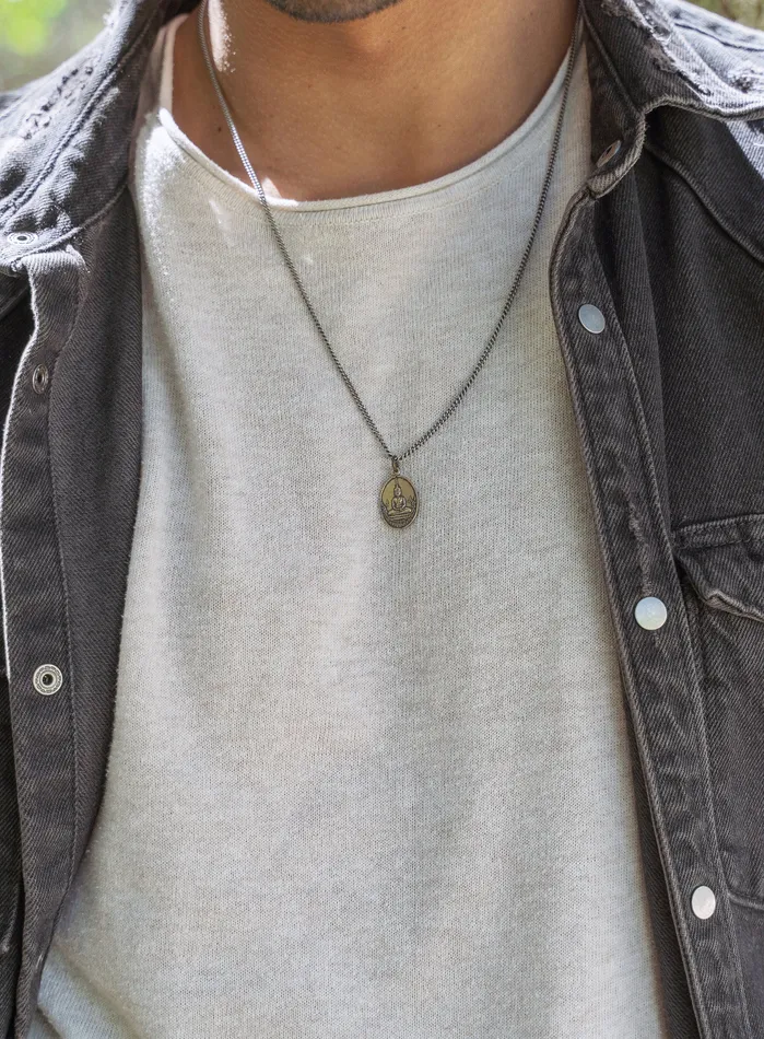 Necklaces Bronze Oval Buddha Necklace for Men WE ARE ALL SMITH Mens Jewelry Clothing