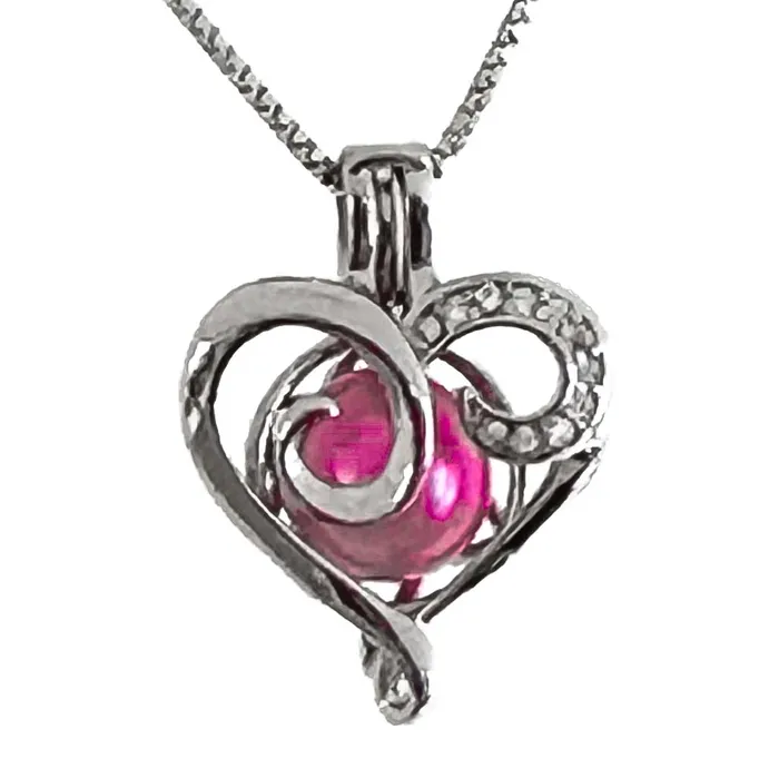 Necklaces Cage Pendant 925 Sterling Silver Heart Double Swirl Rhinestone CPST017 Necklaces Cage Pendant 925 Sterling Silver Heart Double Swirl Rhinestone CPST017