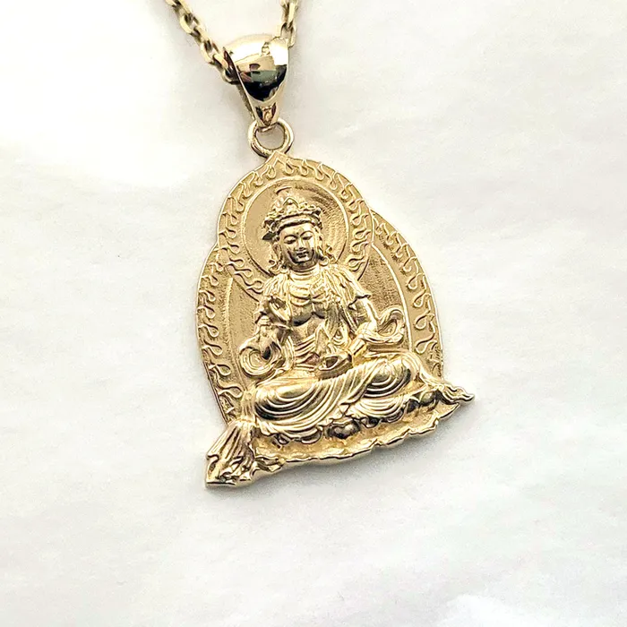 Necklaces carre dor 18k 14k gold mens buddha pendant necklace 1 Large