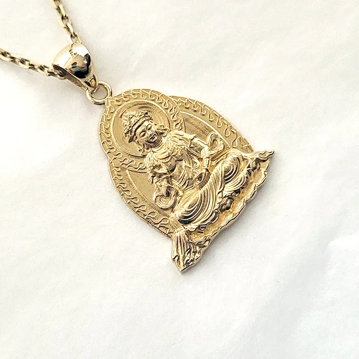 Necklaces carre dor 18k 14k gold mens buddha pendant necklace 1 Large