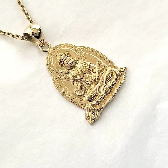 Necklaces carre dor 18k 14k gold mens buddha pendant necklace 1 Large