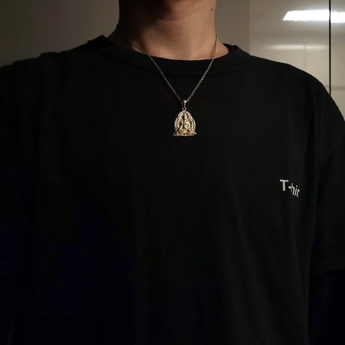 Necklaces carre dor 18k 14k gold mens buddha pendant necklace 1 Large