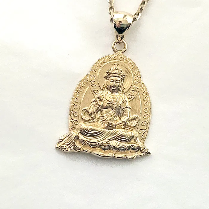 Necklaces carre dor 18k 14k gold mens buddha pendant necklace 1 Large