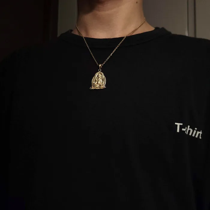 Necklaces carre dor 18k 14k gold mens buddha pendant necklace 1 Large