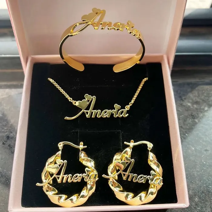 Necklaces Get Signatured Girls Personalized Jewelry Set