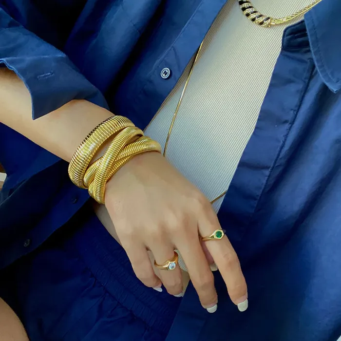 Necklaces Get Signatured Spiral Layered Bangles
