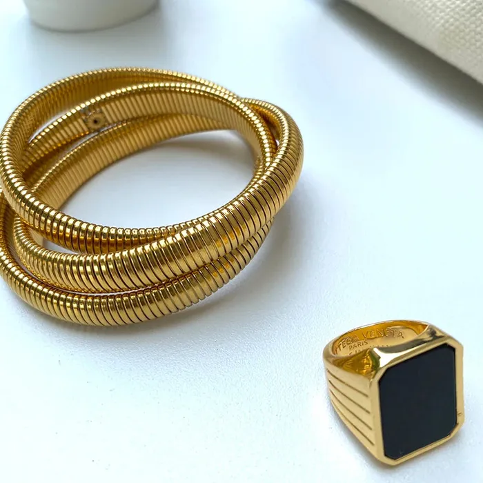 Necklaces Get Signatured Spiral Layered Bangles