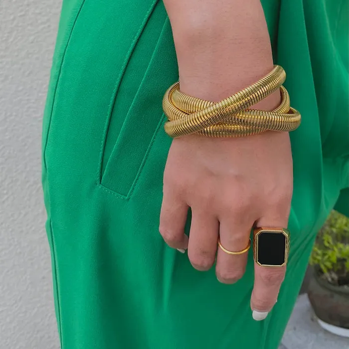 Necklaces Get Signatured Spiral Layered Bangles
