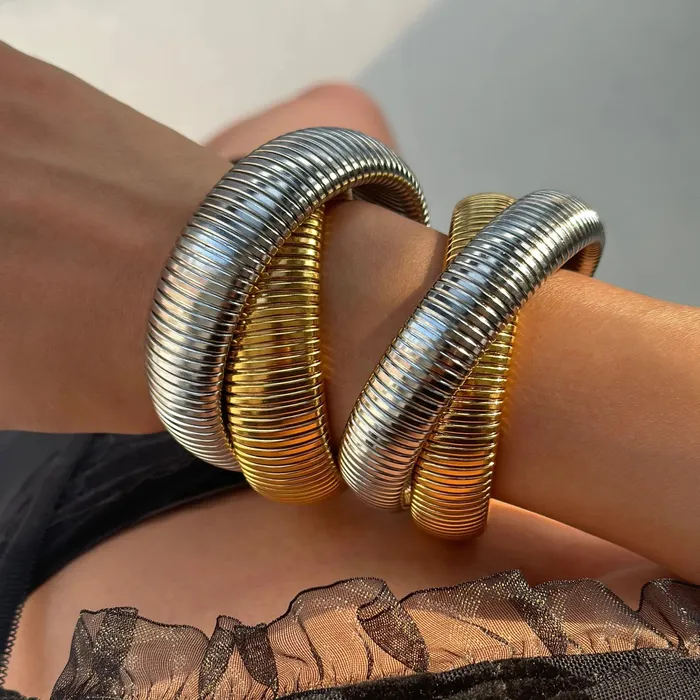 Necklaces Get Signatured Spiral Layered Bangles