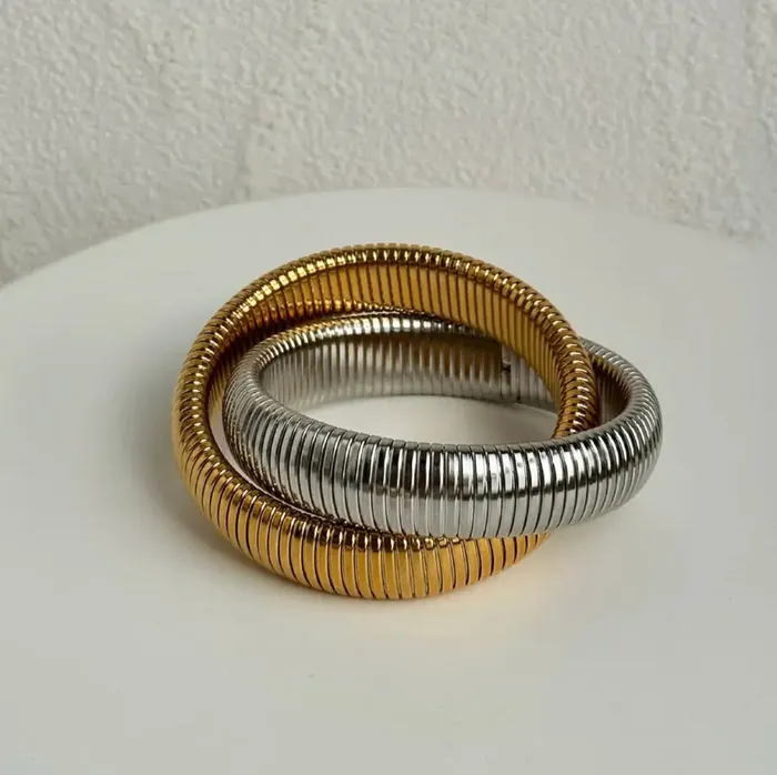 Necklaces Get Signatured Spiral Layered Bangles