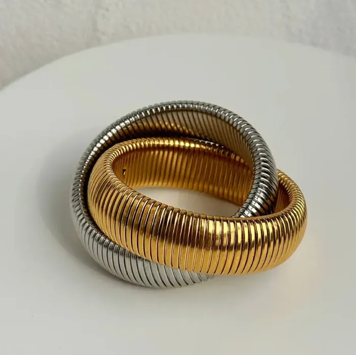 Necklaces Get Signatured Spiral Layered Bangles
