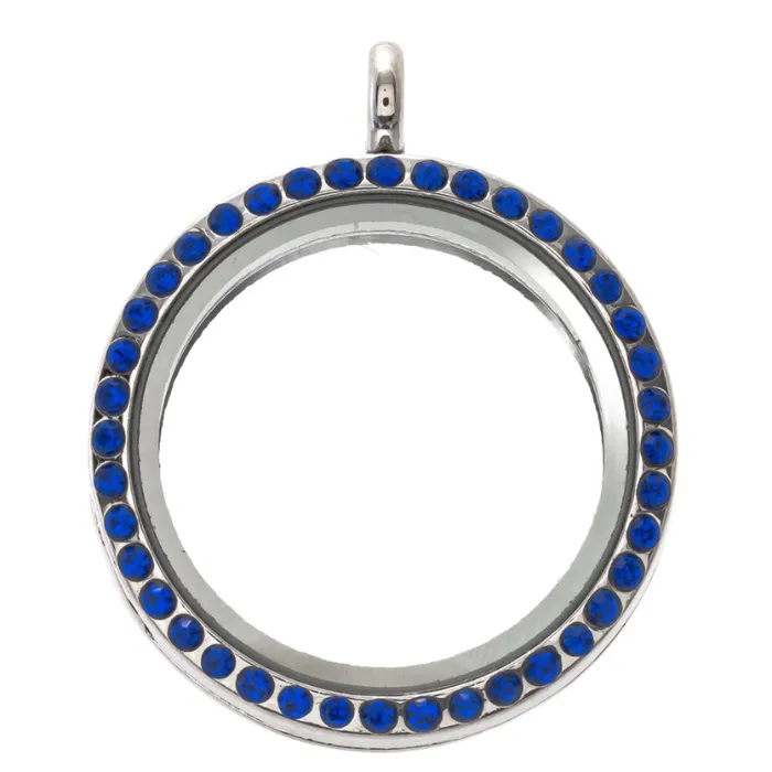 Necklaces JE0258259264265 Glass Locket Pendant Magnetic 30mm Blue Rhinestone Round Necklaces JE0258259264265 Glass Locket Pendant Magnetic 30mm Blue Rhinestone Round