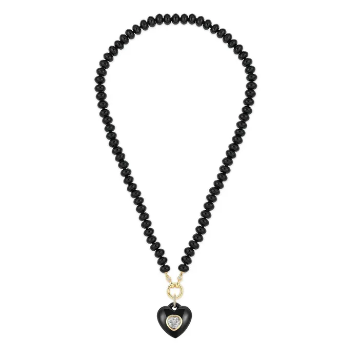Necklaces Kate Collins Jewelry Black Onyx Stone Heart Pendant