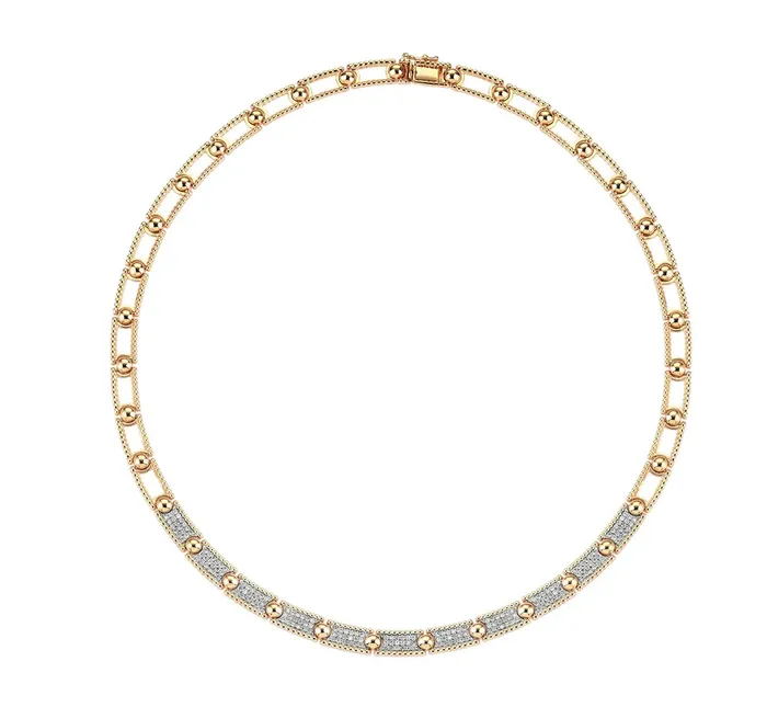 Necklaces Kismet by Milka BEADS PAVE OPEN BOX CLASP NECKLACE