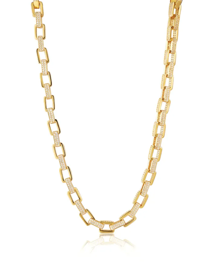 Necklaces LUV AJ BOXY PAVE CHAIN NECKLACE GOLD