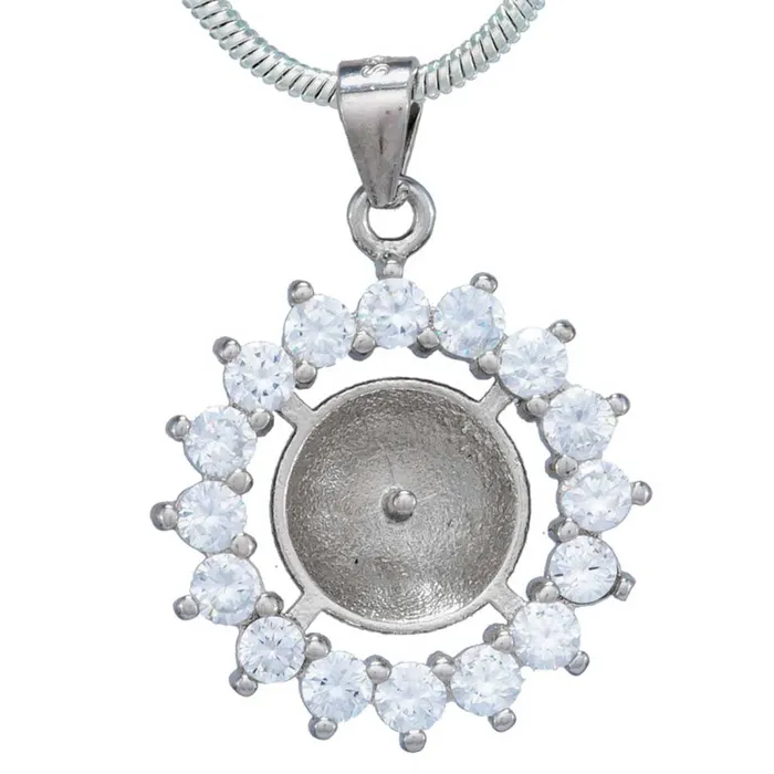 Necklaces MPST040 DIY Mount Pendant 925 Sterling Silver Sunflower Rhinestone Necklaces MPST040 DIY Mount Pendant 925 Sterling Silver Sunflower Rhinestone