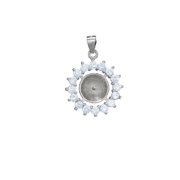 Necklaces MPST040 DIY Mount Pendant 925 Sterling Silver Sunflower Rhinestone Necklaces MPST040 DIY Mount Pendant 925 Sterling Silver Sunflower Rhinestone