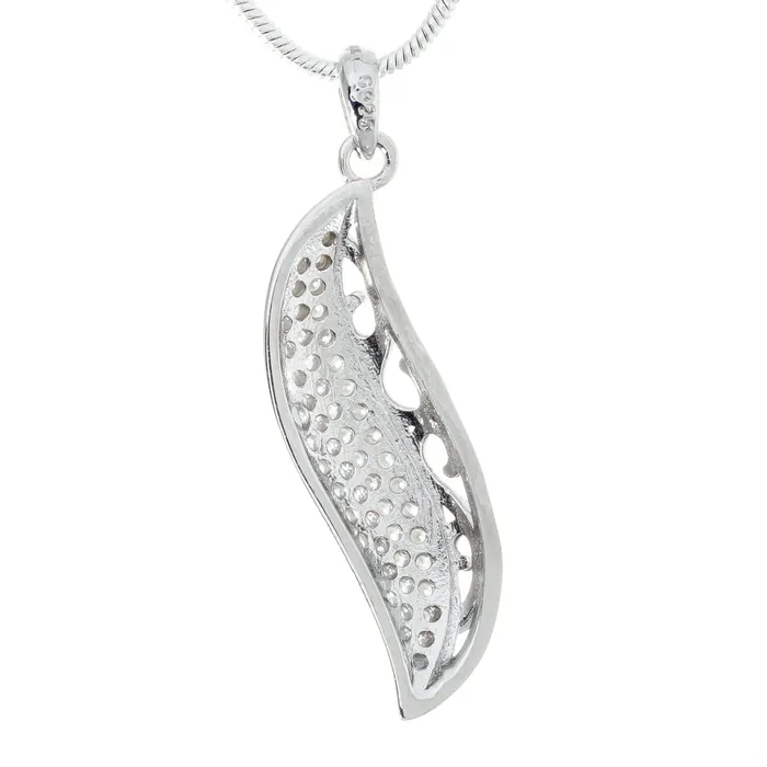 Necklaces Pendant 925 Sterling Silver Leafy Antique Paved Rhodium Coated PEN001 Necklaces Pendant 925 Sterling Silver Leafy Antique Paved Rhodium Coated PEN001