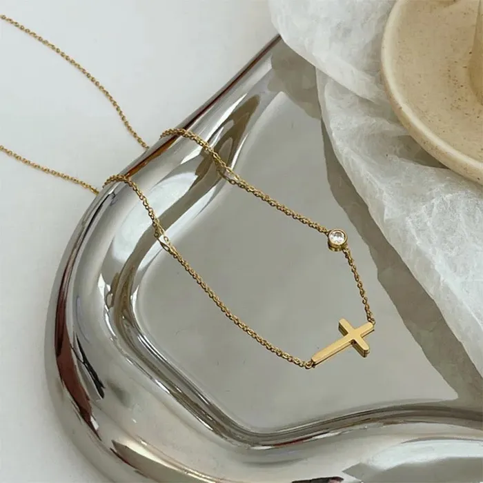 Necklaces Ramos Official Store Delicate Gold Cross Necklace Necklaces Ramos Official Store Delicate Gold Cross Necklace