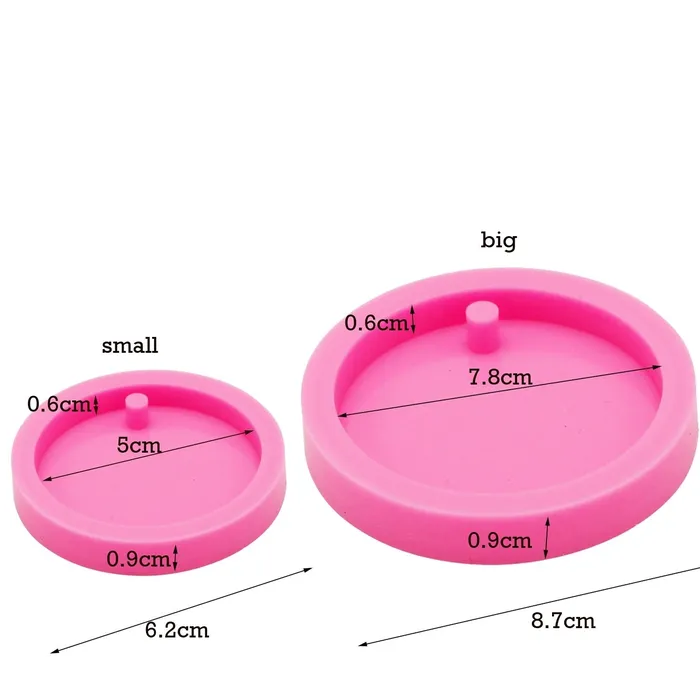 Necklaces Resin Art Hub Circle Silicone Mould with Hole Keychain and Pendants 2 variants
