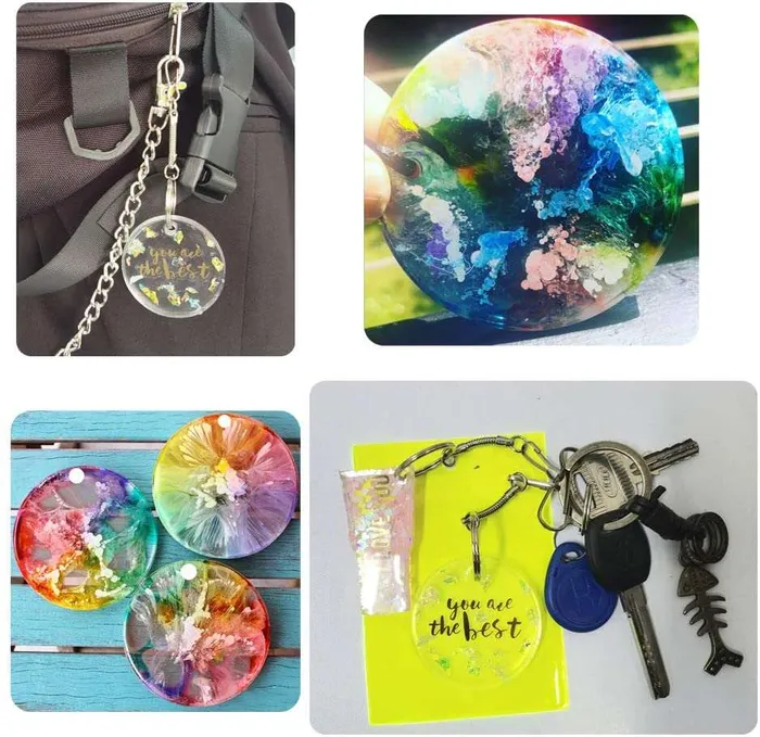 Necklaces Resin Art Hub Circle Silicone Mould with Hole Keychain and Pendants 2 variants