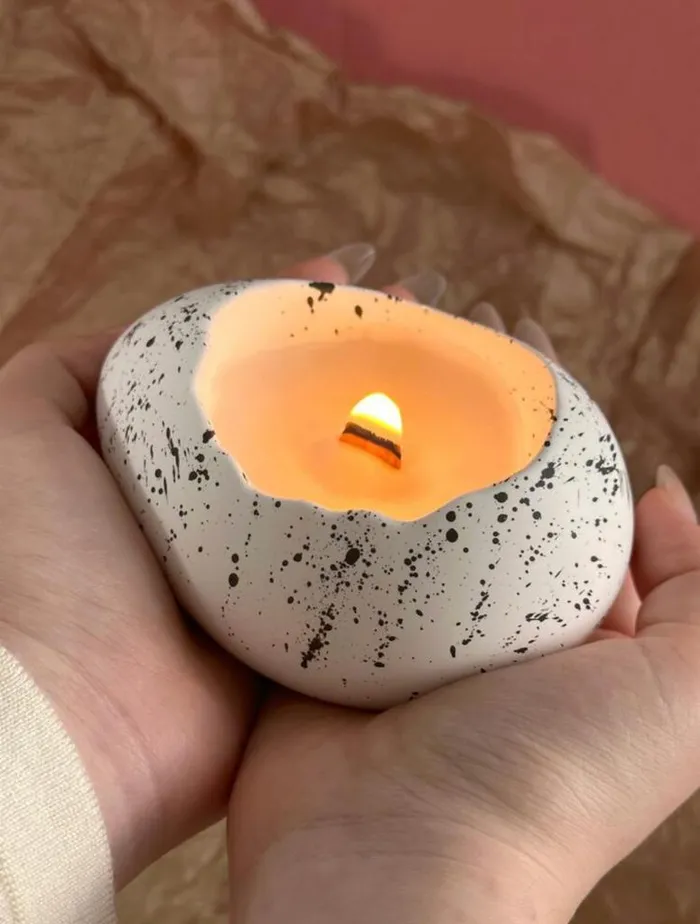 Necklaces Resin Art Hub Egg Shape Candle Holder Silicone Mold For Jesmonite