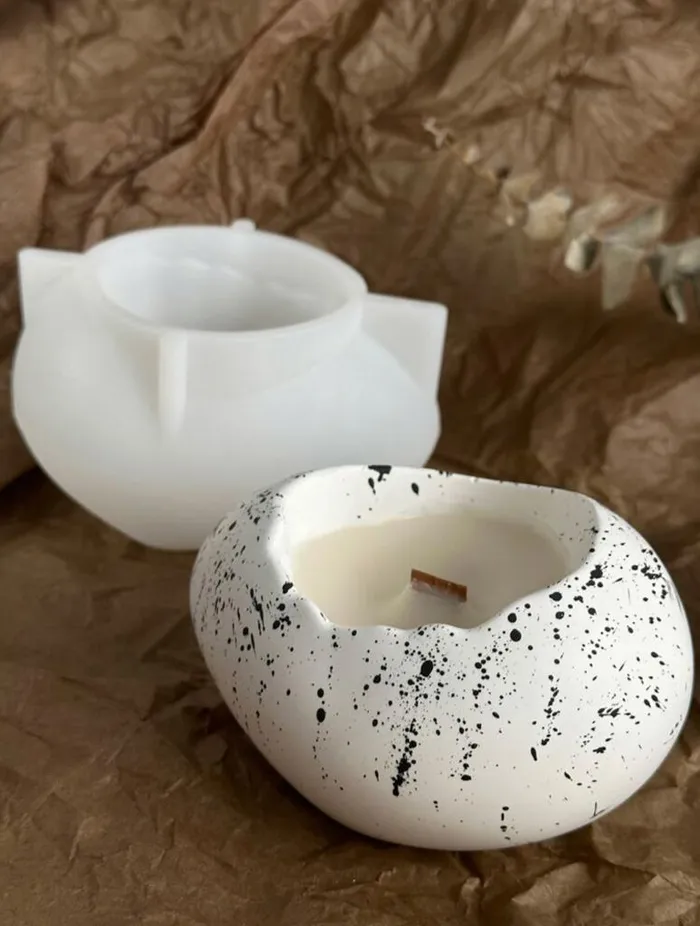 Necklaces Resin Art Hub Egg Shape Candle Holder Silicone Mold For Jesmonite