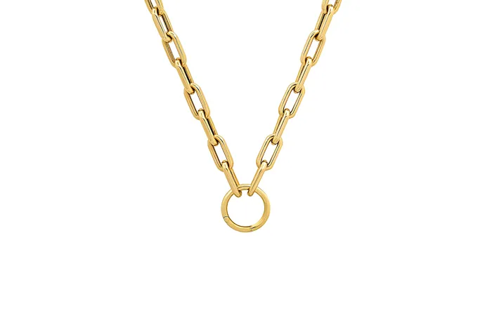 Necklaces Shylee Rose Open Link Chain Necklace with Solid Gold Charm Ring Holder Necklaces Shylee Rose Open Link Chain Necklace with Solid Gold Charm Ring Holder
