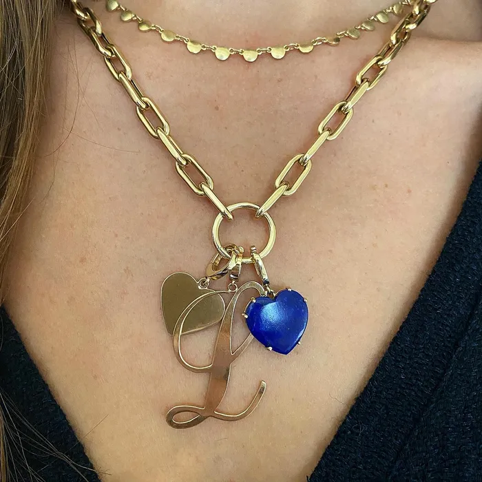 Necklaces Shylee Rose Open Link Chain Necklace with Solid Gold Charm Ring Holder