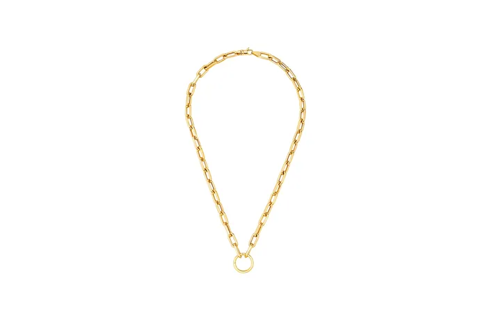 Necklaces Shylee Rose Open Link Chain Necklace with Solid Gold Charm Ring Holder