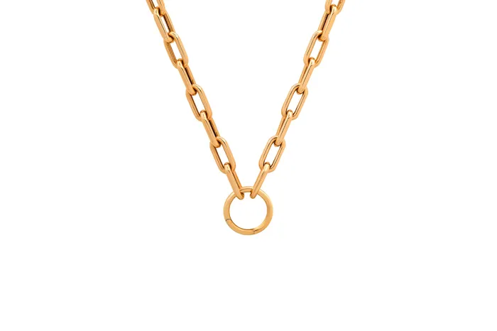 Necklaces Shylee Rose Open Link Chain Necklace with Solid Gold Charm Ring Holder