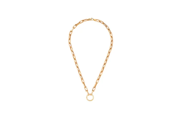 Necklaces Shylee Rose Open Link Chain Necklace with Solid Gold Charm Ring Holder