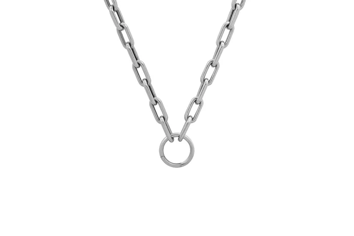 Necklaces Shylee Rose Open Link Chain Necklace with Solid Gold Charm Ring Holder