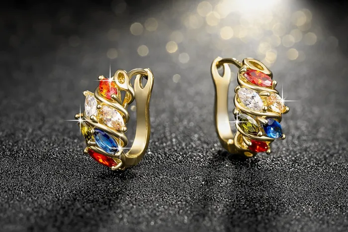 Necklaces Sparkling Colors Flowerets Swiss Cubic Zirconia 18K Gold Plated ClipOn Earrings for Girls and Women by YELLOW CHIMES Yellow Chimes