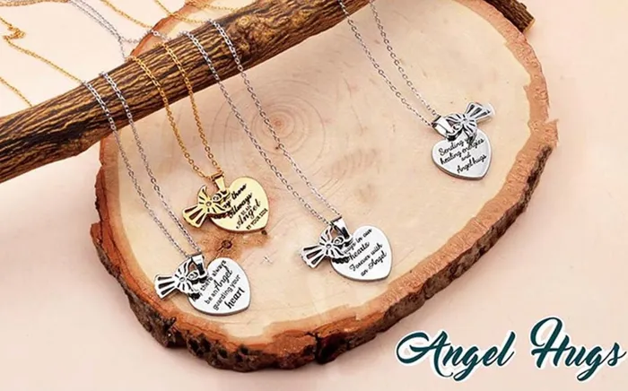 Necklaces Splash Angel Hugs Heart Necklace