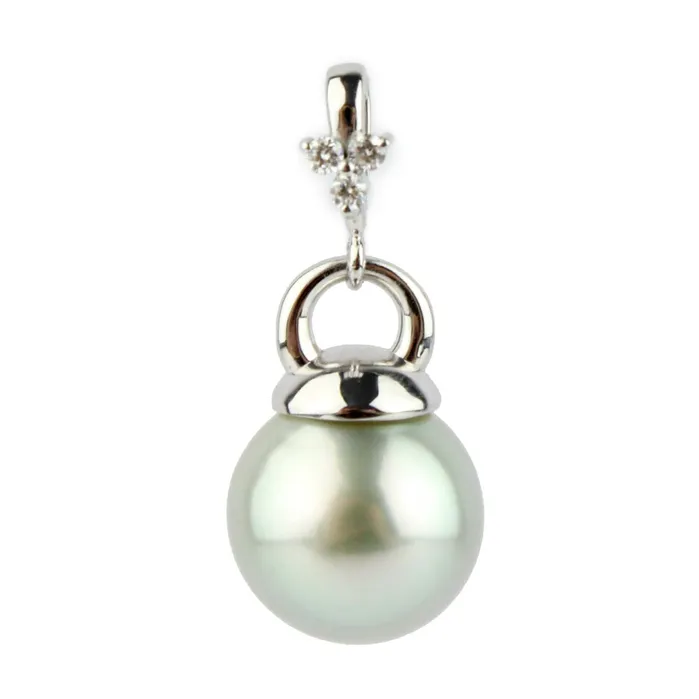 Necklaces Tahitian Pearl Diamond 108mm Mareva Pendant on 14K White Gold Kamoka Pearl Necklaces Tahitian Pearl Diamond 108mm Mareva Pendant on 14K White Gold Kamoka Pearl