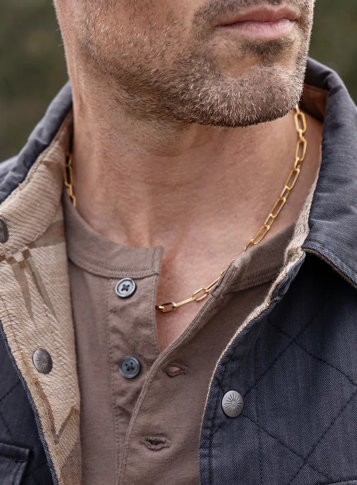 Necklaces We Are All Smith 14k Gold Filled Elongated Cable 1 to 1 Chain Necklace for Men