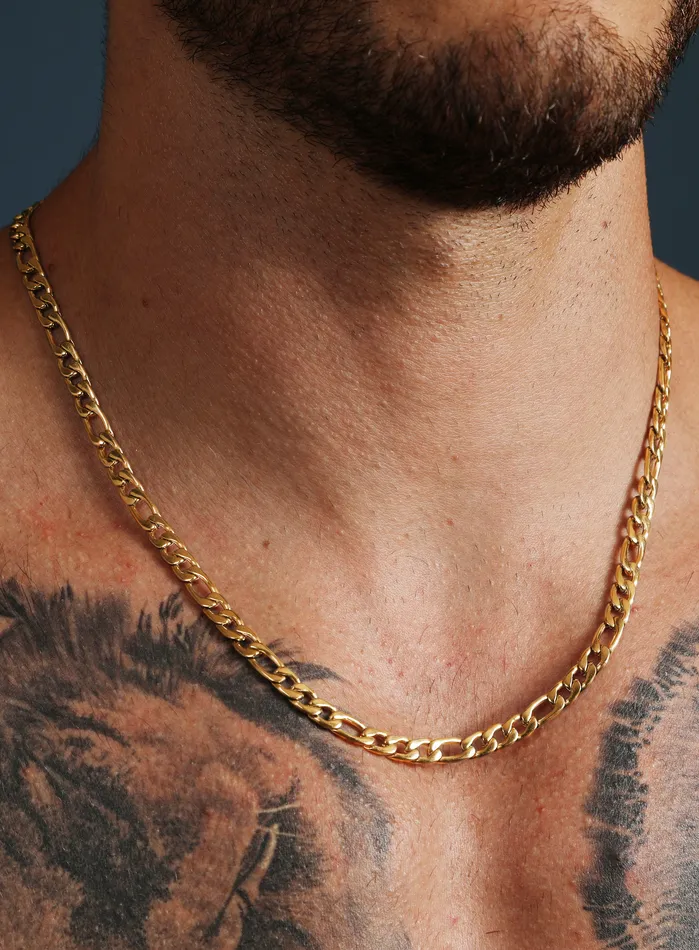 Necklaces We Are All Smith 6mm Gold Figaro Chain Necklace for Men